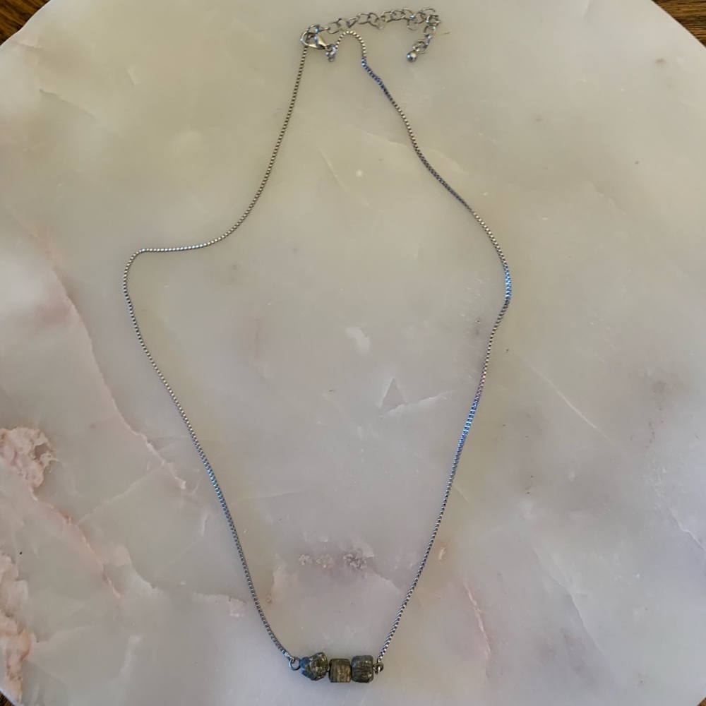 3 Stone Silver Pendant Necklace